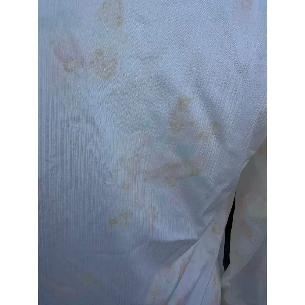Vintage 80s Rikki New York Robe Womens M Floral Nylon Midi Sleep Gown USA